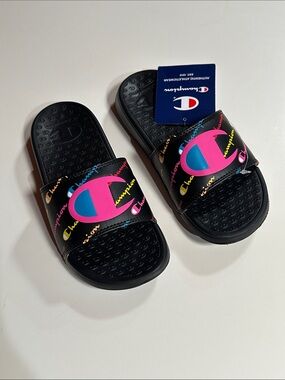 Champion Kids Black Slide Sandals